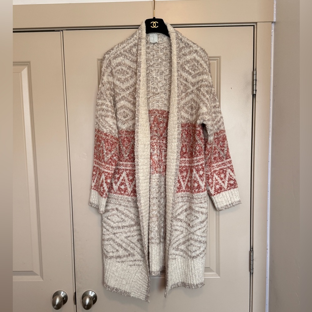 JOIE Patterned Open-Front Cardigan